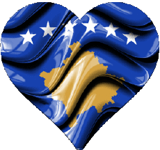 Bandiere Europa Kosovo Cuore 