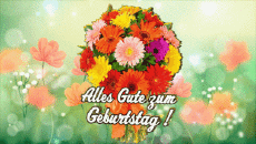 Mensajes Alemán Alles Gute zum Geburtstag Blumen Fondo animado 001 