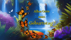 Nachrichten Deutsche Alles Gute zum Geburtstag Schmetterlinge Animierter Hintergrund 003 