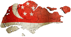 Banderas Asia Singapur Mapa 