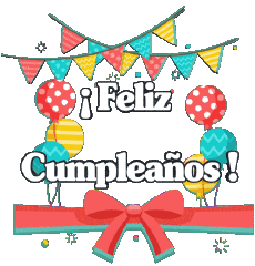 Nachrichten Spanisch Feliz Cumpleaños Globos - Confeti 006 