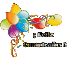 Nachrichten Spanisch Feliz Cumpleaños Globos - Confeti 002 