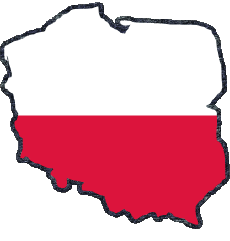 Bandiere Europa Polonia Carta Geografica 