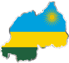 Banderas África Ruanda Mapa 