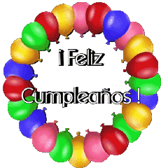 Messages Espagnol Feliz Cumpleaños Globos - Confeti 008 