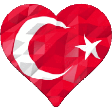 Drapeaux Asie Turquie Coeur 
