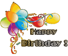 Messages English Happy Birthday Balloons - Confetti 002 