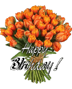 Mensajes Inglés Happy Birthday Floral Fondo transparente 012 