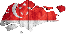Fahnen Asien Singapur Karte 