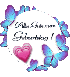 Messagi Tedesco Alles Gute zum Geburtstag Schmetterlinge Sfondo trasparente 010 