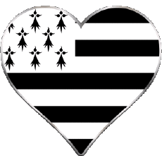 Banderas Francia Regiones Bretaña Corazón 