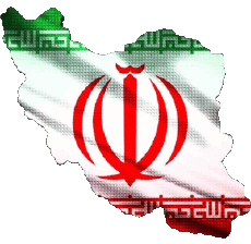 Bandiere Asia Iran Carta Geografica 