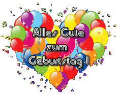 Mensajes Alemán Alles Gute zum Geburtstag Luftballons - Konfetti 001 