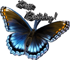 Nachrichten Englisch Happy Birthday Butterflies Transparenter Hintergrund 006 