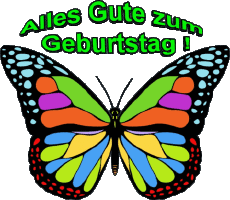 Mensajes Alemán Alles Gute zum Geburtstag Schmetterlinge Fondo transparente 002 