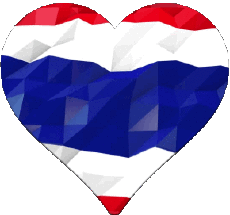 Drapeaux Asie Thaïlande Coeur 