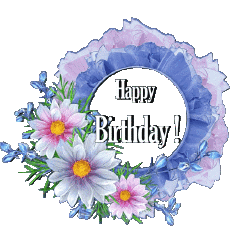 Messages Anglais Happy Birthday Floral Fond Transparent 020 