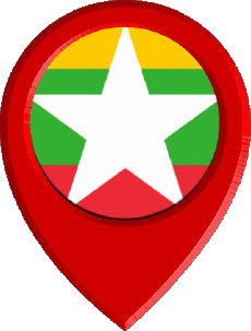 Flags Asia Burma Location Pin 