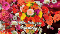 Mensajes Alemán Alles Gute zum Geburtstag Blumen Fondo animado 004 