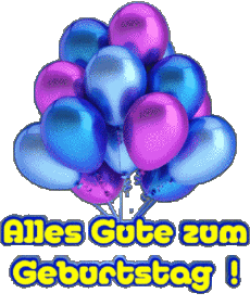 Messages Allemand Alles Gute zum Geburtstag Luftballons - Konfetti 004 