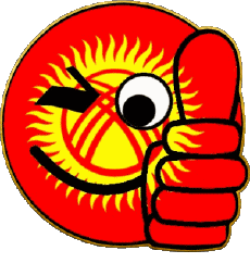 Fahnen Asien Kirgisistan Smiley - OK 