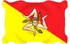 Bandiere Europa Italia Sicilia Sventola 