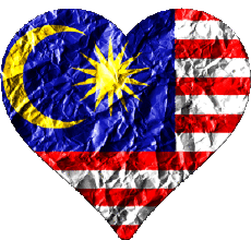 Drapeaux Asie Malaisie Coeur 