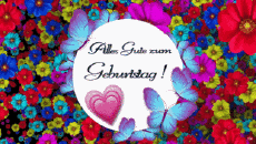 Nachrichten Deutsche Alles Gute zum Geburtstag Schmetterlinge Animierter Hintergrund 002 
