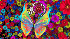 Messagi Francese Bon Anniversaire Papillons Sfondo animato 002 