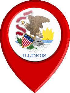 Drapeaux Amériques U.S.A - Etats Illinois Epingle de Localisation 