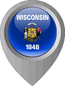 Flags America U.S.A - States Wisconsin Location Pin 