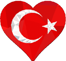 Drapeaux Asie Turquie Coeur 