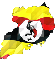 Banderas África Uganda Mapa 