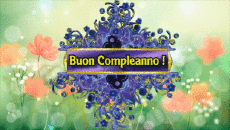 Mensajes Italiano Buon Compleanno Floreale Fondo animado 001 