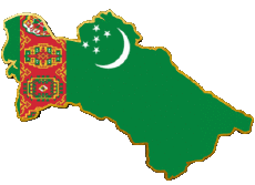 Bandiere Asia Turkmenistan Carta Geografica 