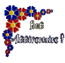 Mensajes Francés Bon Anniversaire Floral 005 