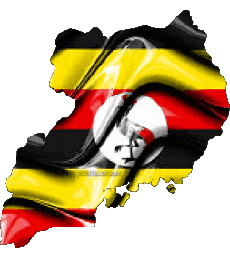 Banderas África Uganda Mapa 