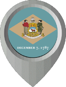 Drapeaux Amériques U.S.A - Etats Delaware Epingle de Localisation 