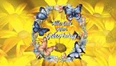 Messages German Alles Gute zum Geburtstag Schmetterlinge Animated Background 001 