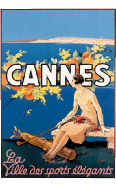Cannes-Humor -  Fun KUNST Retro Poster - Orte France Cote d Azur Cannes