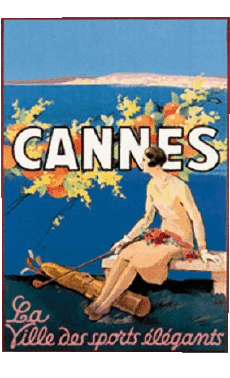 Cannes-Humor -  Fun Retro Poster - Orte France Cote d Azur 