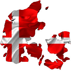 Bandiere Europa Danimarca Carta Geografica 