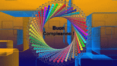 Mensajes Italiano Buon Compleanno Astratto - Geometrico Fondo animado 002 