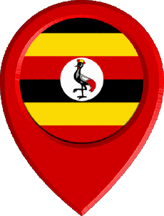 Flags Africa Uganda Location Pin 