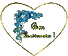 Nachrichten Französisch Bon Anniversaire Floral Transparenter Hintergrund 002 