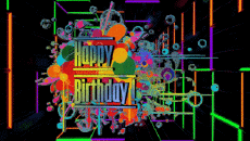 Messagi Inglese Happy Birthday Abstract - Geometric Sfondo animato 001 