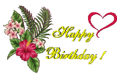 Mensajes Inglés Happy Birthday Floral Fondo transparente 007 