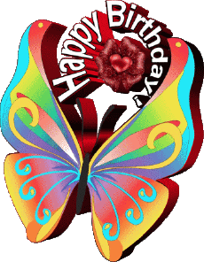 Mensajes Inglés Happy Birthday Butterflies Fondo transparente 003 