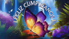 Messagi Spagnolo Feliz Cumpleaños Mariposas Sfondo animato 003 