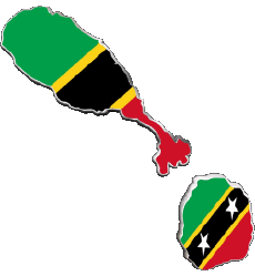 Banderas América Saint Kitts y Nevis Mapa 